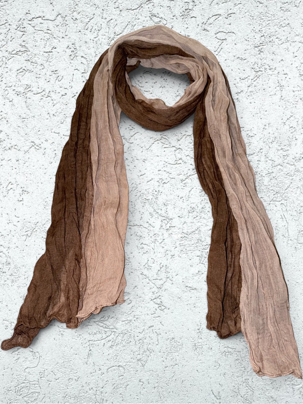 🌻Eyeful Neutral Two-Tone Crinkle Scarf - Brown & Tan